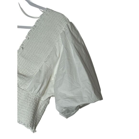 Abercrombie & Fitch Top Women XL White puff Sleeve Crop Stretch Formal Party - Picture 5 of 7